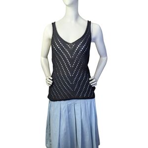 Kherisa Open-Knit Crochet Tank | Sheer Chevron Boho Festival Top | Fits XS/S